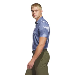 Adidas Flower Mesh Print Golf Polo Shirt HS1131 9 Adidas Flower Mesh Print Golf Polo Shirt HS1131 -Golf Bags shop Flower Mesh Golf Polo Shirt White HS1131 22 model PhotoRoom