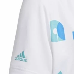 Adidas Junior Graphic Print Golf Polo Shirt HC0250 -Golf Bags shop HC0250 4 APPAREL Photography DetailView1 white