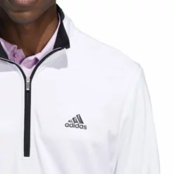 Adidas UPF Lightweight 1/4 Zip Golf Pullover HM8263 -Golf Bags shop HM8263 7 APPAREL OnModel DetailView1 white