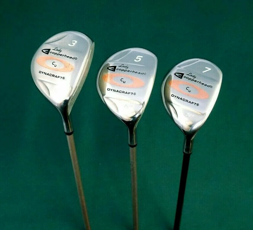Lincs_golf Ladies Vintage Set Of 3 X Lady Copperhead Dynacraft 3, 5 & 7 Woods 3 Lincs_golf Ladies Vintage Set Of 3 X Lady Copperhead Dynacraft 3, 5 & 7 Woods